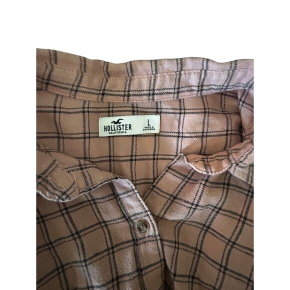 Hollister Women’s Pink & Gray Oversized Plaid Flannel Size Large - Picture 4 of 4